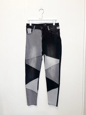 Fashion Nova Black & Gray Patchwork Skinny Jeans. SZ- XL